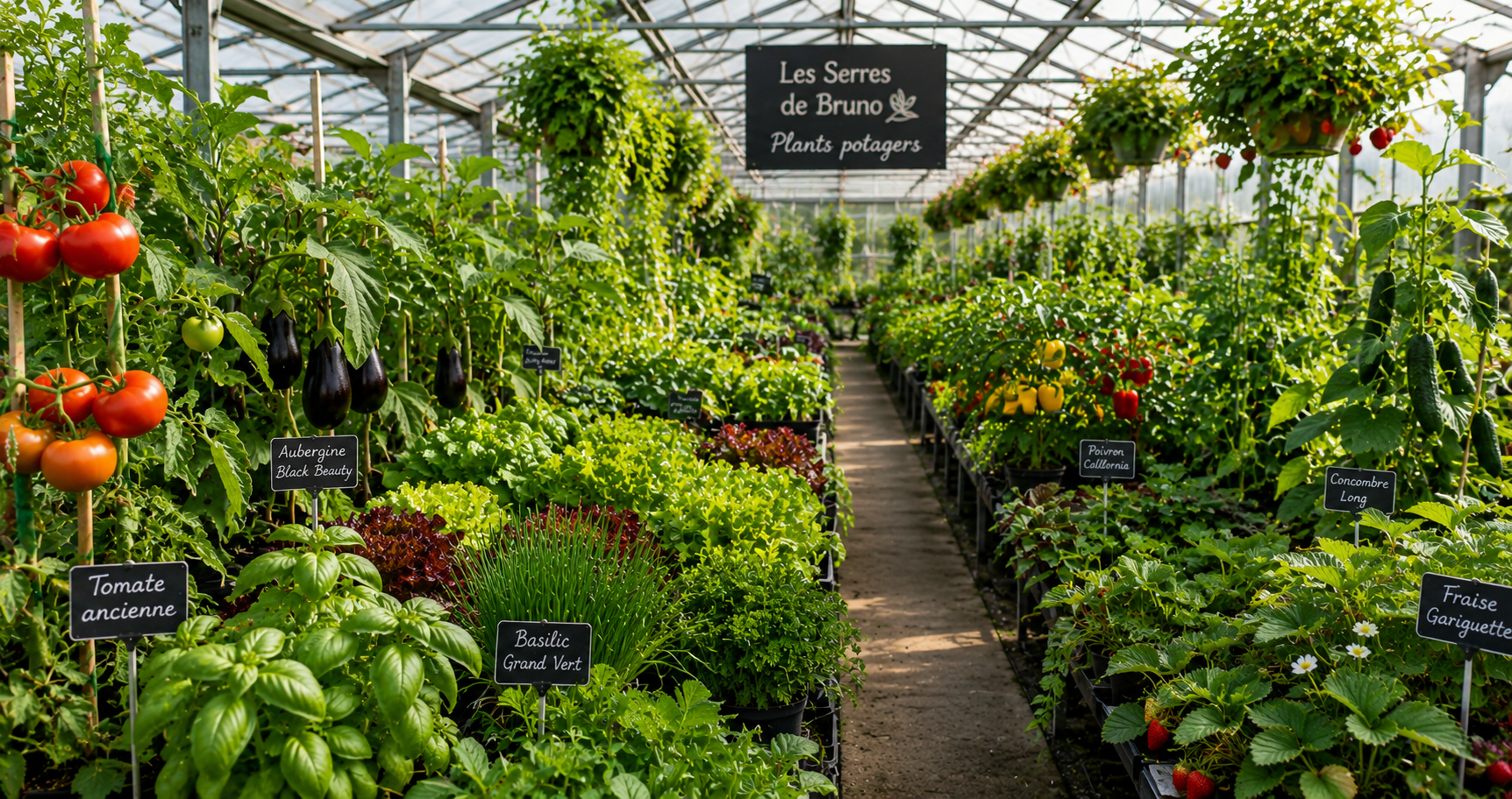 Plants potagers cultivés en serre à Villefranche-sur-Saône